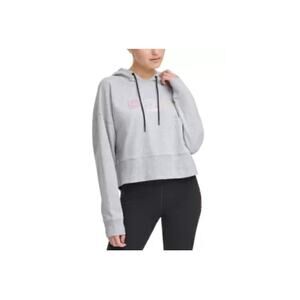 Dkny Sport Women Ombre-Logo Cropped Hoodie Sweatshirt Gray Size S